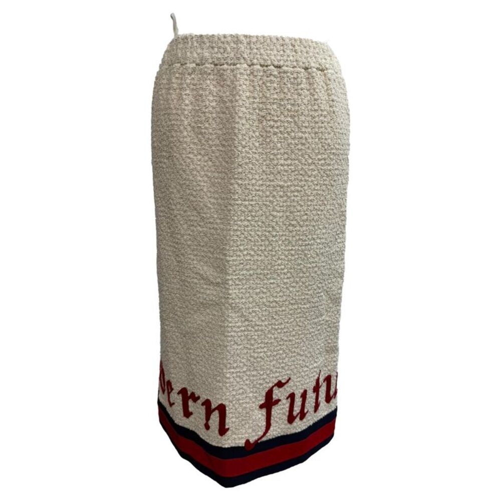 Gucci Modern Future Embroidered Pencil Skirt in Cream Tweed - Picture 1 of 5